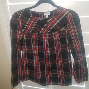 JCrew tartan pullover blouse